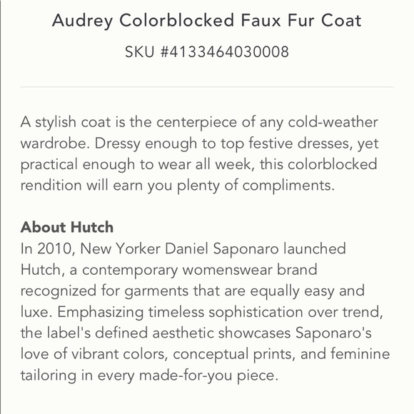 NWT Audrey Colorblocked Faux Fur Coat Medium Size - Picture 2 of 7